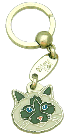 Ragdolska mačka modra siva <br> (obesek za ključe, Gravura vključena v ceno)